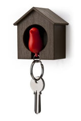 Single Sparrow Key Ring Holder  Brown House Original Design by Qualy